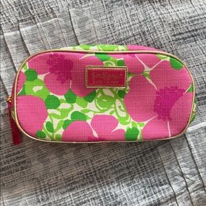 Lilly Pulitzer For Estée Lauder Pink and Green Floral Cosmetic Bag